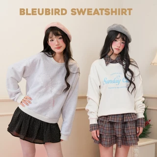 BLEUBIRD Áo nỉ dáng suông trang trí nơ và thêu Bleubird Sweatshirt