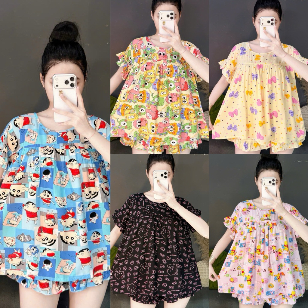 Set Bộ Đùi Tole Xinh Xắn Tay Bèo Quần Đùi Viền Bèo - HN CLOSET
