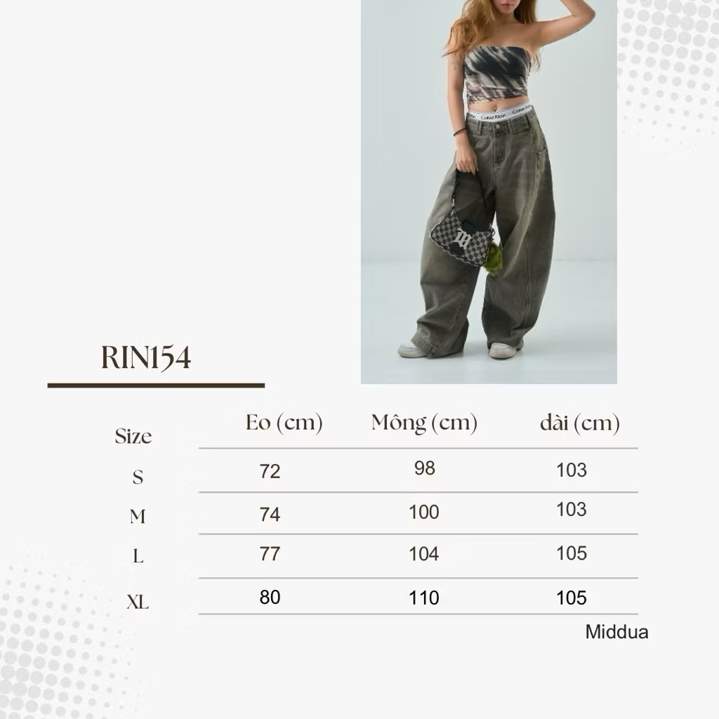 [MIDDUA] Rin154 - Suông baggy xám form cạp trễ