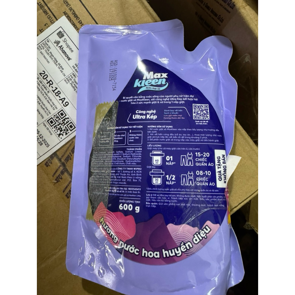 (hkm) nước giặt maxkleen túi 450g- 600gr tùy màu