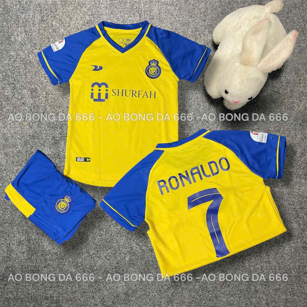 Áo Bóng Đá, Áo Đá Banh Trẻ Em CLB Al Nassr  - Vải Mè Thái Cao Cấp - In Sẵn Cr7