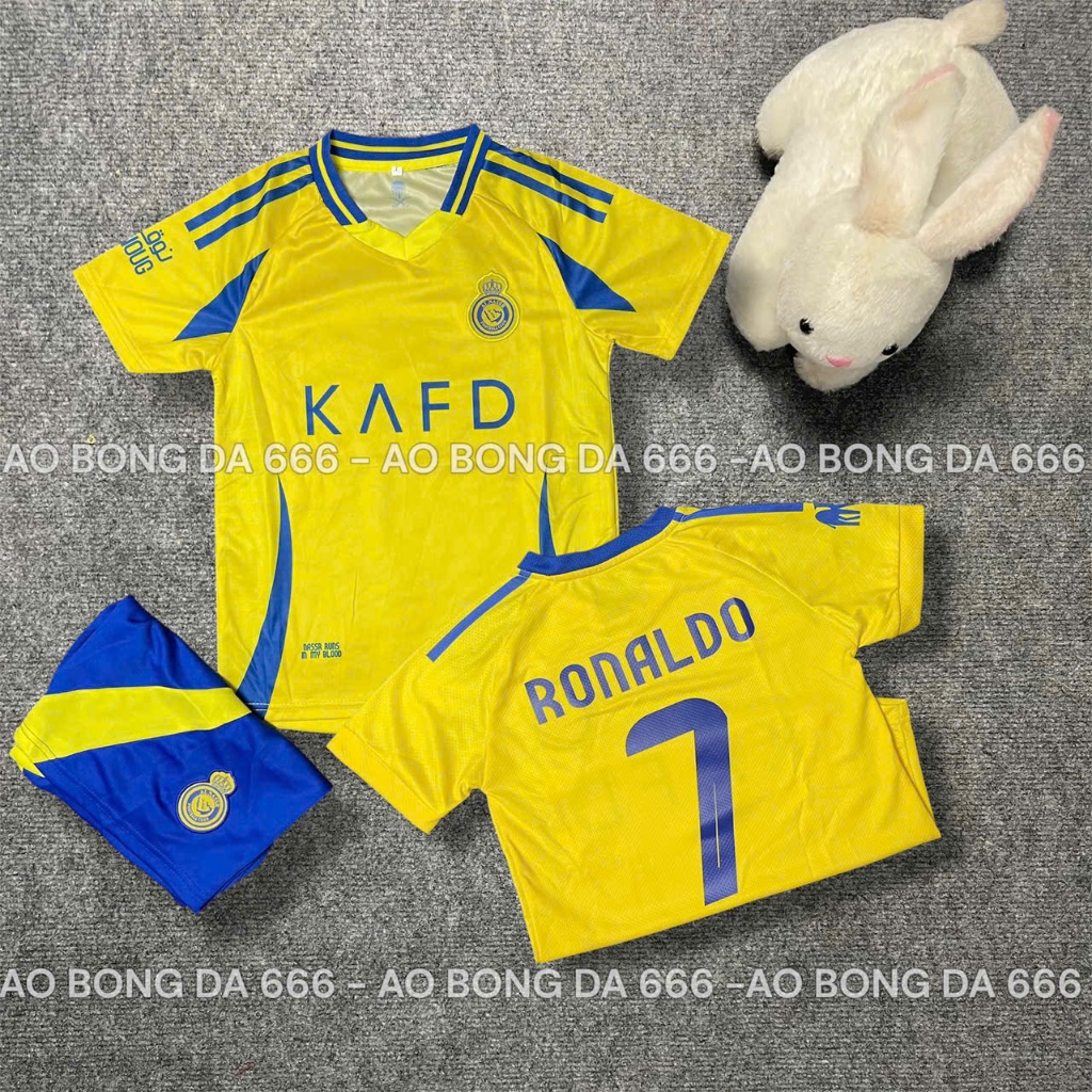 Áo Bóng Đá, Áo Đá Banh Trẻ Em CLB Al Nassr  - Vải Mè Thái Cao Cấp - In Sẵn Cr7