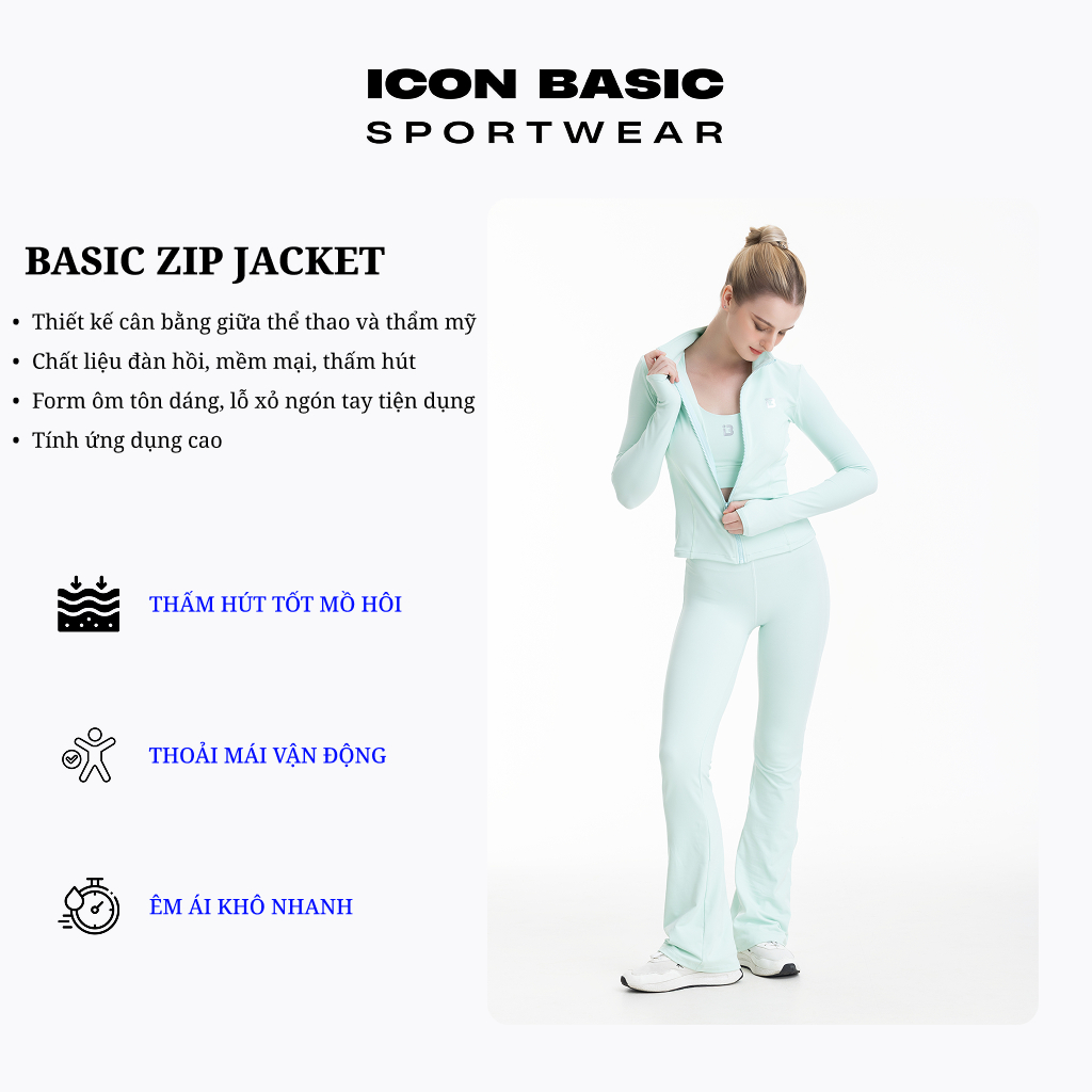 BASIC ZIP JACKET Áo khoác zip thể thao tôn dáng - ICON BASIC Sportwear