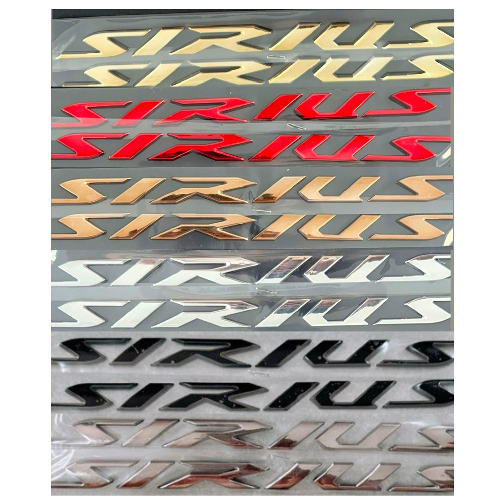 Tem SIRIUS chữ nổi ốp sườn. Logo dán xe xi mạ cao cấp, có sẵn keo dán
