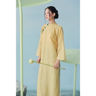Áo dài OLV đính nút truyền thống Diệp Thư Diệp Anh và Thụy An phù hợp đi lễ tết (Không kèm quần)