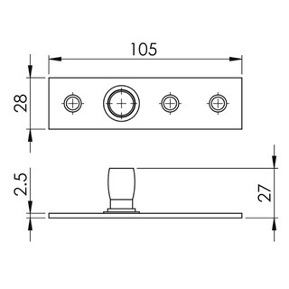 Ngõng chế [chốt gắn với kẹp kính trên FT20] dùng cho cửa kính thủy lực bản lề sàn