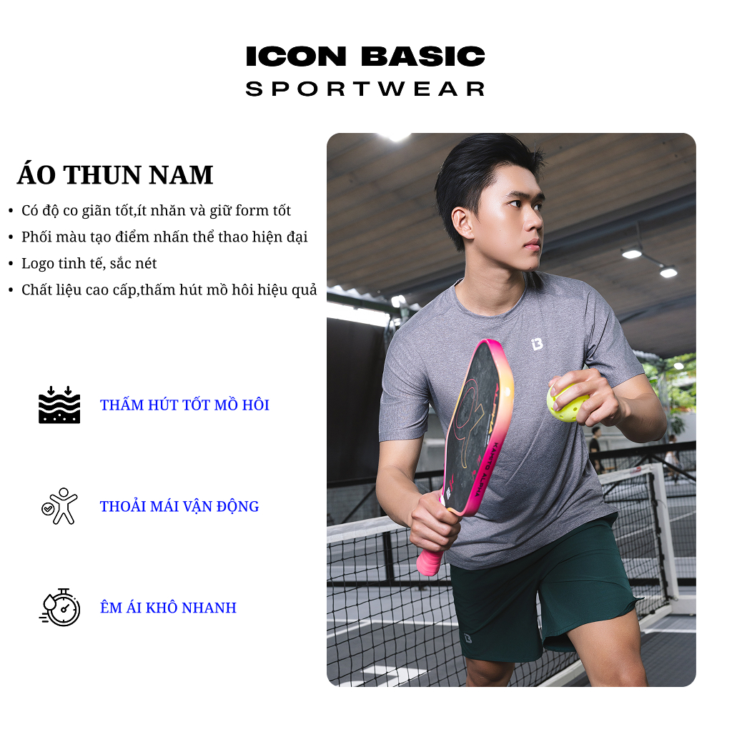 ICON ACTIVE TEE - Áo thun nam thể thao thấm hút mồ hôi, thoải mái vận động - B icon basic