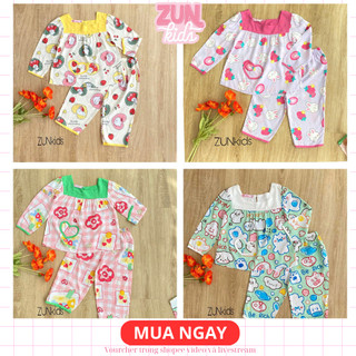 Đồ Bộ Bé Gái Cổ Vuông Chất Tole Mềm Mát – Đồ Ngủ/Đồ Mặc Nhà Họa Tiết Dễ Thương Cho Bé