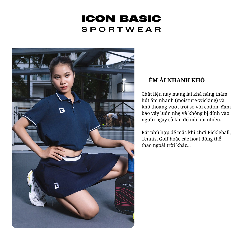 ACTIVE CROP - Áo croptop polo dây thắt eo điều chỉnh thoải mái, thấm hút - ICON BASIC Sportwear