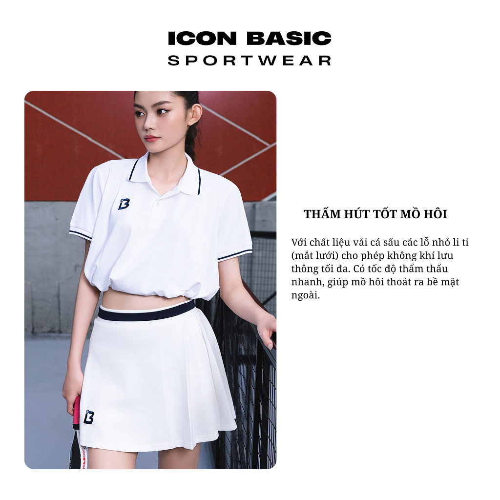 ACTIVE CROP - Áo croptop polo dây thắt eo điều chỉnh thoải mái, thấm hút - ICON BASIC Sportwear