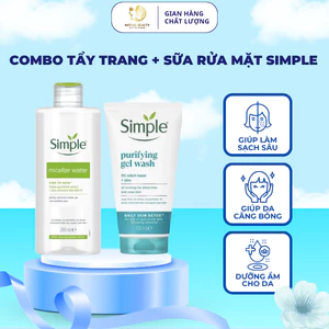 Combo Tẩy Trang Simple 200ml + Sữa Rửa Mặt Simple 150ml | Cấp Ẩm Tức Thì - Kiềm Dầu