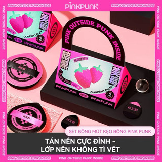 [PINKPUNK] Set 3 Mút PinkPunk Size XL Tán Nền/Cushion, Che Khuyết Điểm Kèm Hộp Đựng, Có Tách Lẻ
