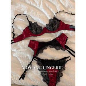 DL027 Bộ đồ lót phối ren nữ có gọng không mút gợi cảm lingerie kèm đai, Bralette Set theo phong cách gợi cảm quyến rũ