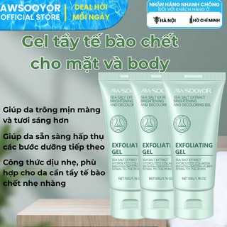 AWSOOYOR gel tẩy tế bào chết cho mặt và cơ thể Chlorella 50g làm sạch da dịu nhẹ, kiểm soát dầu, da sạch thoáng, ẩm