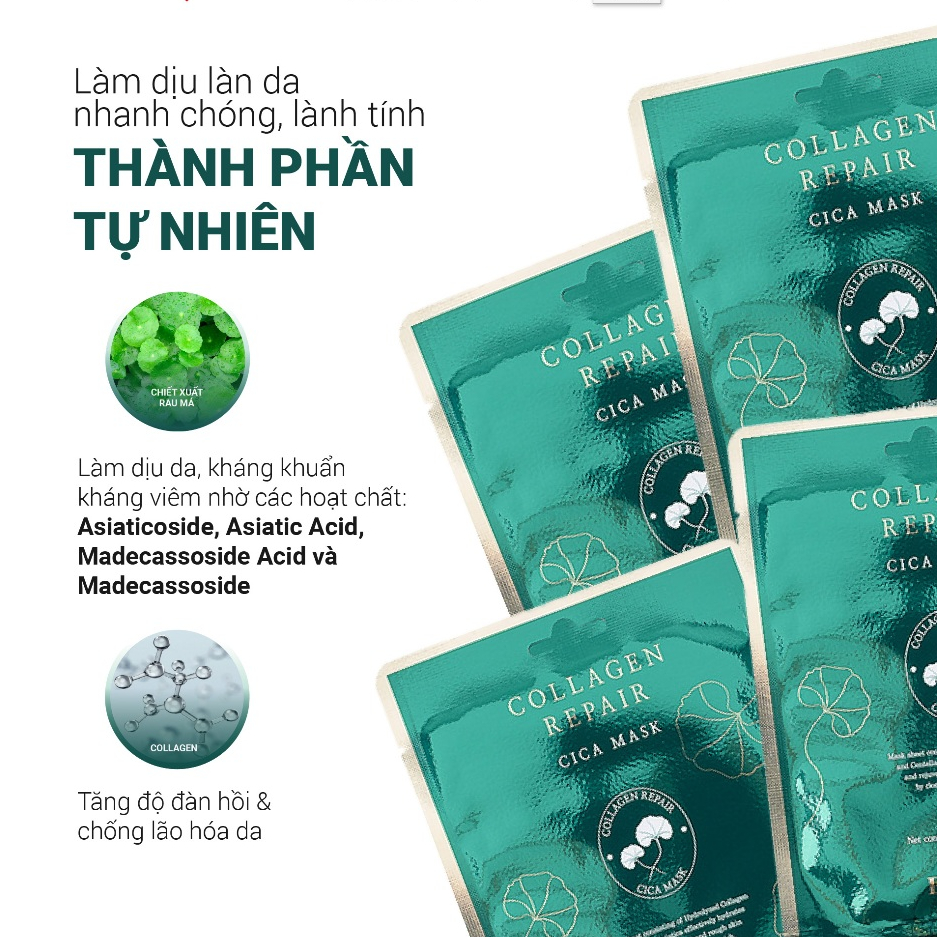Mặt nạ phục hồi dưỡng ẩm làm dịu da centella Eshumi Collagen Repair Cica Mask