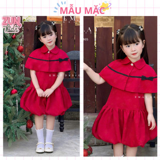 Váy Bé Gái Tiểu Thư Đỏ Kèm Áo Choàng A465 –Dáng Váy Phồng Công Chúa Sang Trọng Dự Tiệc/Đi Chơi/Lễ Tết