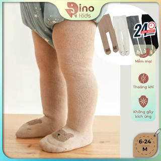 Quần tất loại dày cho bé 6-24 tháng mặc thu đông. Quần tất có bàn in hình gấu cho bé. Dino Kids