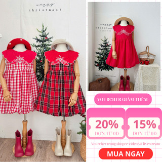 Váy Bé Gái Dáng Tùng Quả Bí – Váy Dự Tiệc/Noel Chất Cotton Thoáng Mát