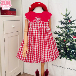 Váy Bé Gái Dáng Tùng Quả Bí – Váy Dự Tiệc/Noel Chất Cotton Thoáng Mát