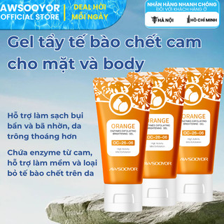 AWSOOYOR gel tẩy tế bào chết enzyme cam cho mặt và cơ thể 50g, kiểm soát dầu nhẹ nhàng, da sạch thoáng mà ẩm