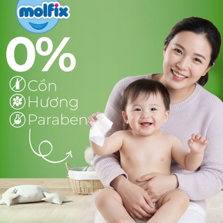 Combo 4 gói Khăn ướt Molfix Thiên nhiên Sạch khuẩn vệ sinh - 100 miếng/gói