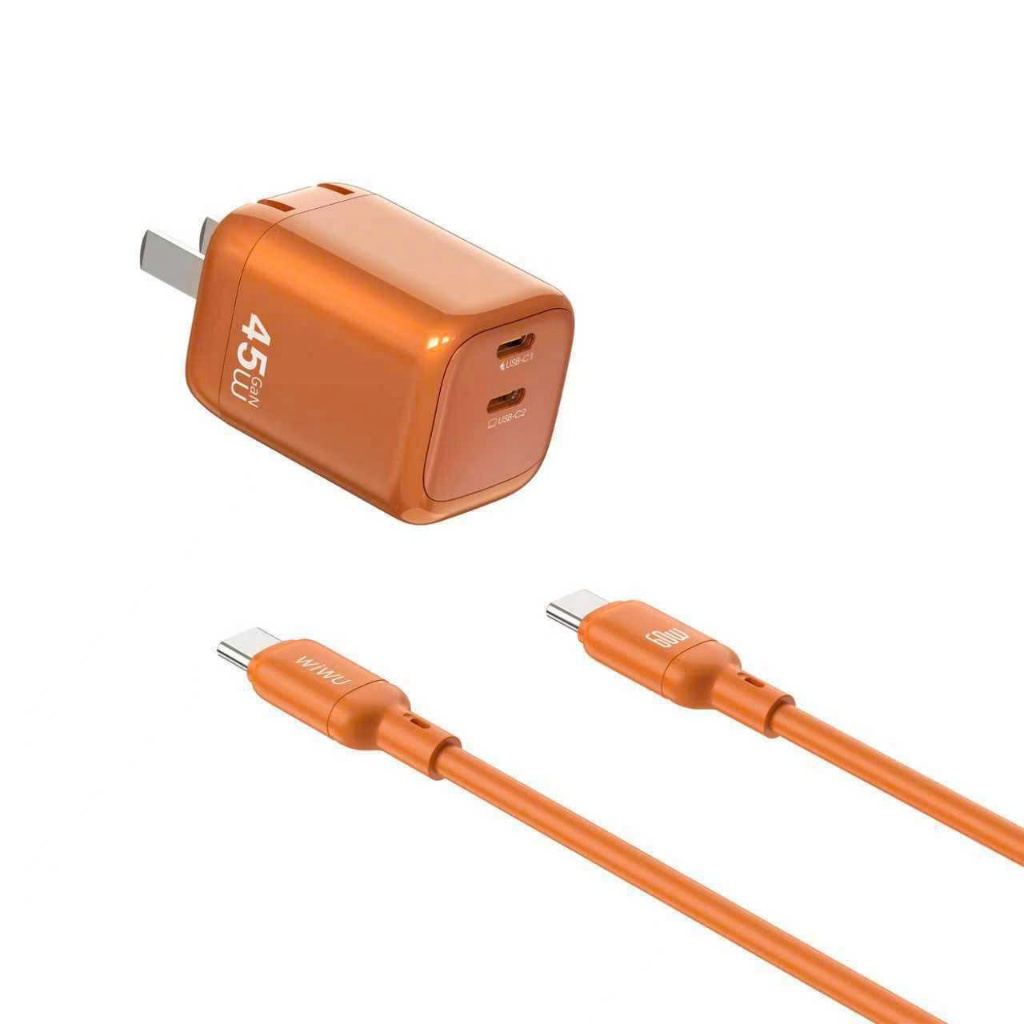 Bộ sạc nhanh WIWU 45W G025 2 công Type C chuẩn chính hãng cho iPhone 15 16 17Promax