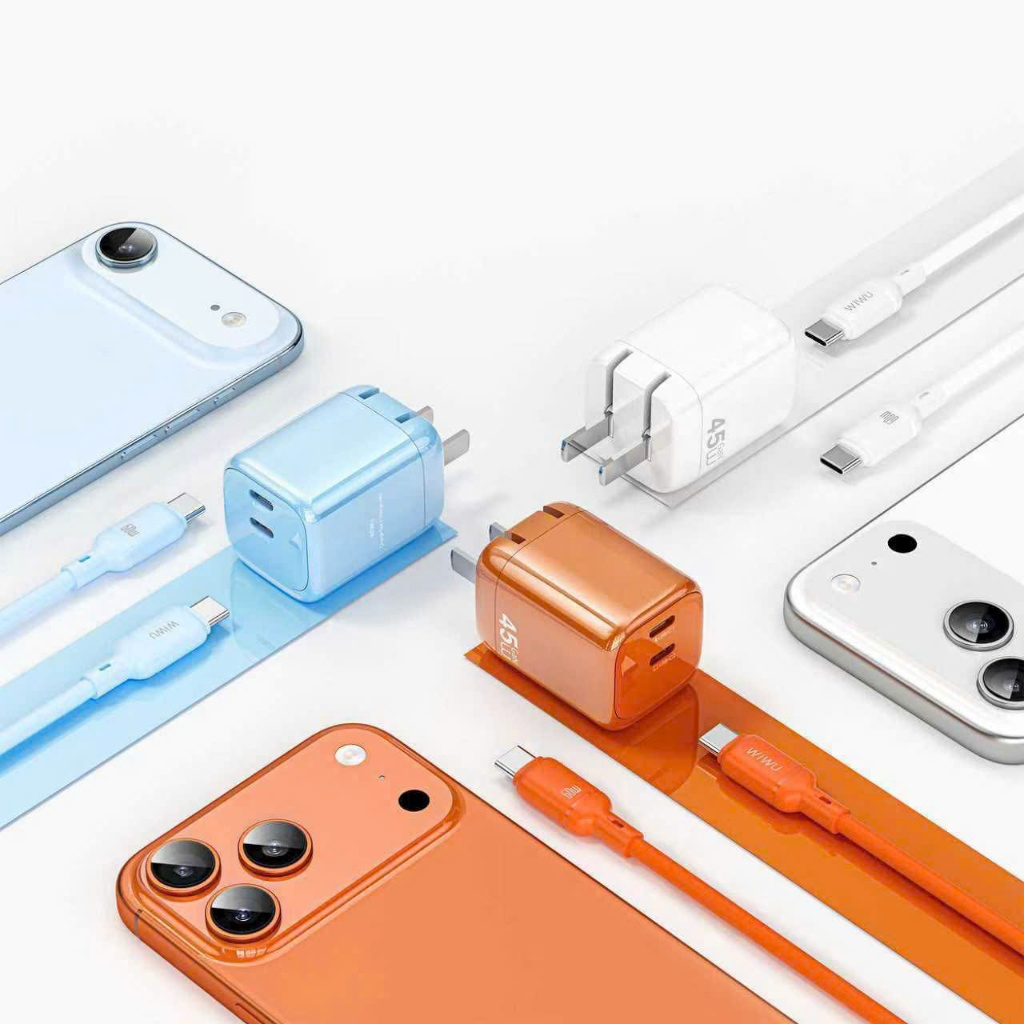 Bộ sạc nhanh WIWU 45W G025 2 công Type C chuẩn chính hãng cho iPhone 15 16 17Promax