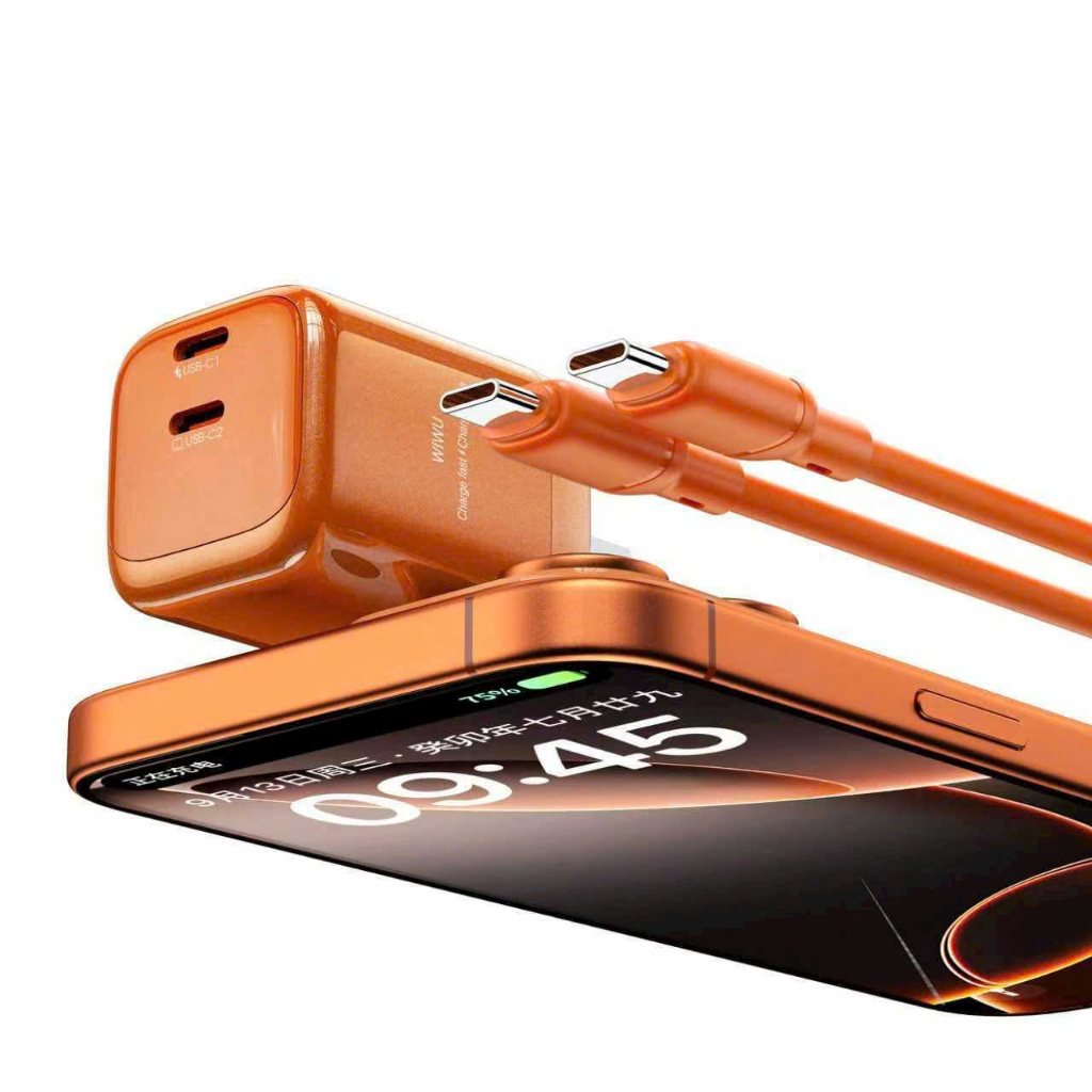 Bộ sạc nhanh WIWU 45W G025 2 công Type C chuẩn chính hãng cho iPhone 15 16 17Promax
