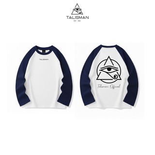 TALISMAN Áo Thun Raglan Tay Dài in logo Mắt Tròn lớn Dễ Phối Hợp Với Nhiều Trang Phục