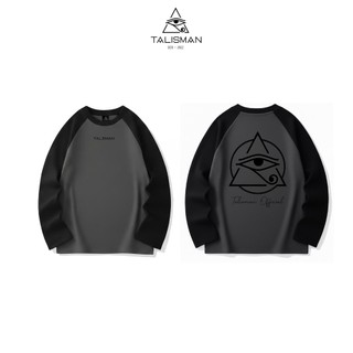 TALISMAN Áo Thun Raglan Tay Dài in logo Mắt Tròn lớn Dễ Phối Hợp Với Nhiều Trang Phục