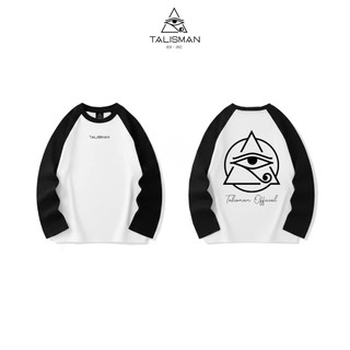 TALISMAN Áo Thun Raglan Tay Dài in logo Mắt Tròn lớn Dễ Phối Hợp Với Nhiều Trang Phục
