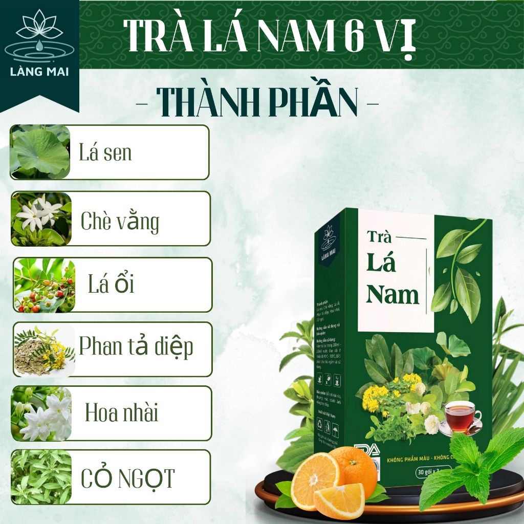 Trà Tiêu Thực (Tiêu mỡ) - Làng Mai - Detox thải mỡ bụng, đùi giúp nhẹ người. Hộp 60 gói