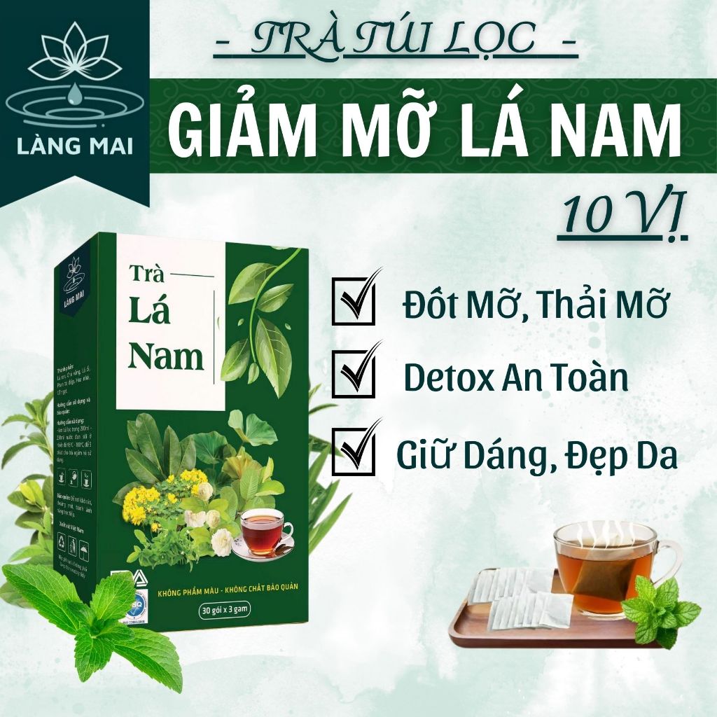 Trà Tiêu Thực (Tiêu mỡ) - Làng Mai - Detox thải mỡ bụng, đùi giúp nhẹ người. Hộp 60 gói