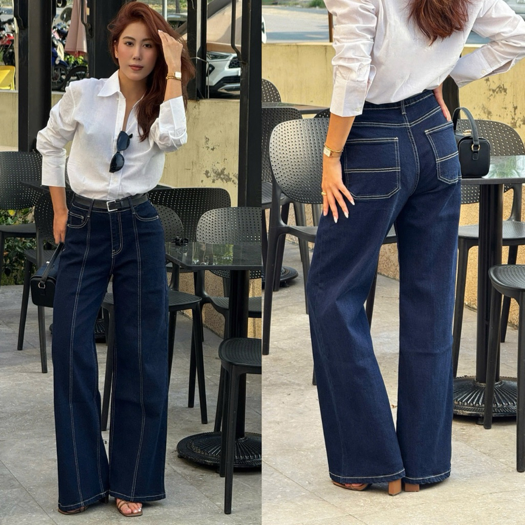 [MIDDUA] THN05 - Jeans suông sọc xanh