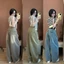 Quần jeans nữ Nâu Hari Ống Cong Dáng Jeans Harem Form Rộng Phong Cách Hàn