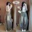 Quần jeans nữ Nâu Hari Ống Cong Dáng Jeans Harem Form Rộng Phong Cách Hàn