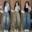 Quần jeans nữ Nâu Hari Ống Cong Dáng Jeans Harem Form Rộng Phong Cách Hàn