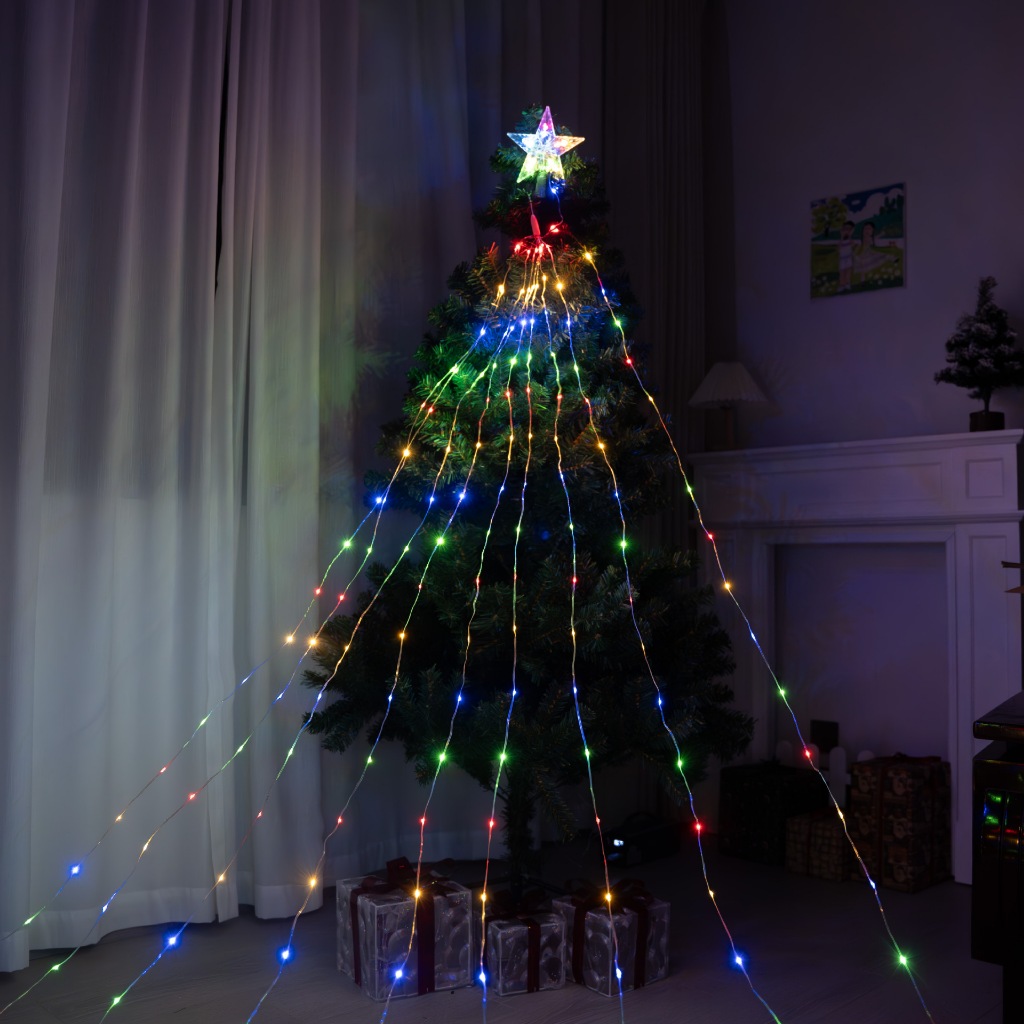 Đèn Sao Đỉnh Có Dây Thả Hiệu Ứng Thác Nước Trang Trí Noel Giáng Sinh