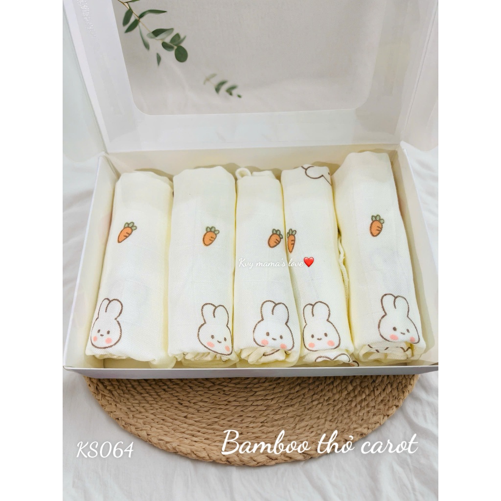 [ kvy ] sét 5 khăn sữa sợi tre cao cấp cho bé