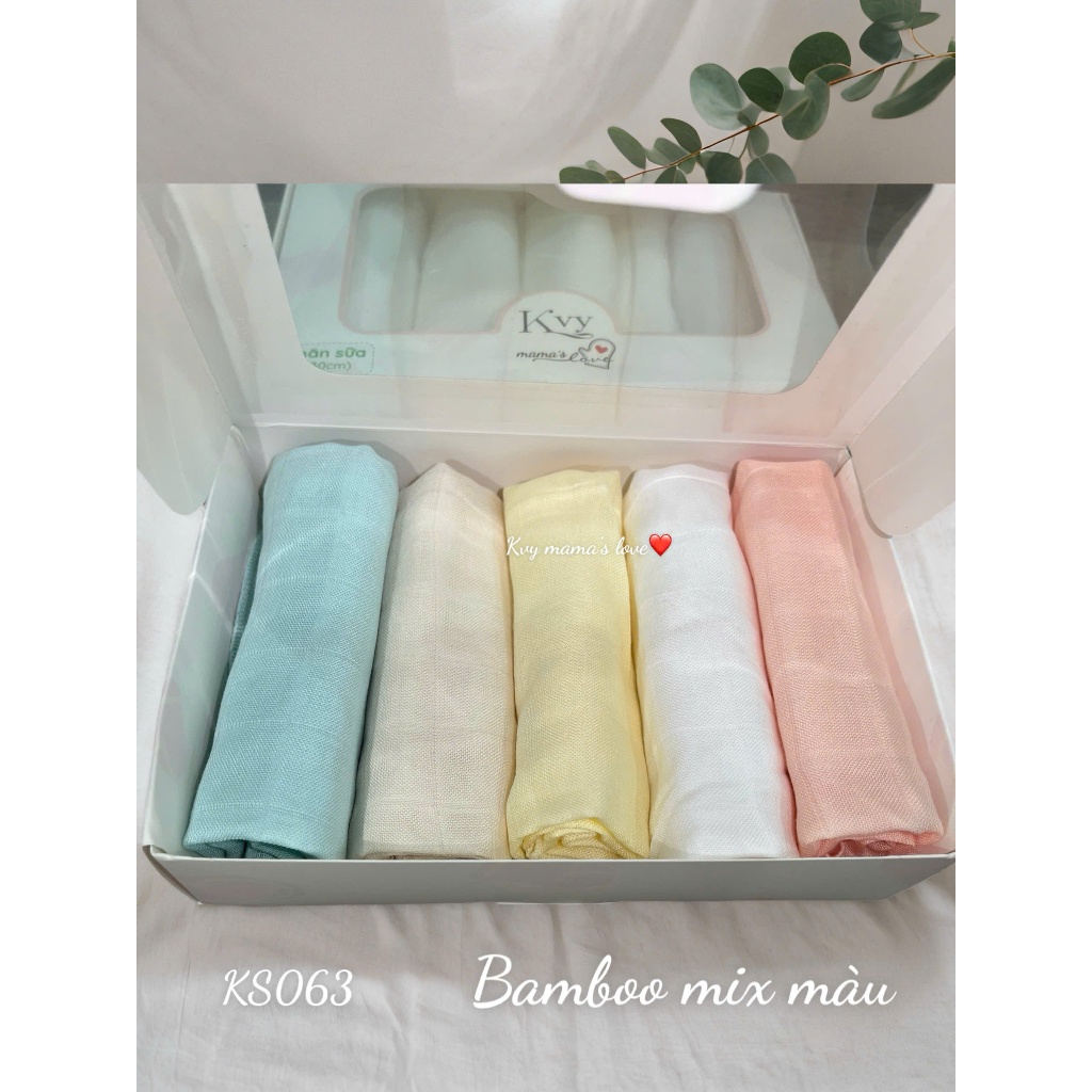 [ kvy ] sét 5 khăn sữa sợi tre cao cấp cho bé