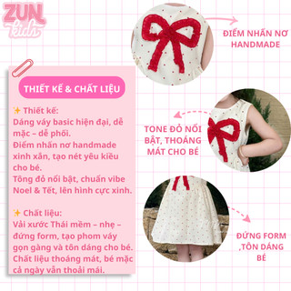 Đầm Bé Gái Chấm Bi Có Nơ C6097 | Váy Công Chúa Dễ Thương Mặc Noel – Tết – Dự Tiệc