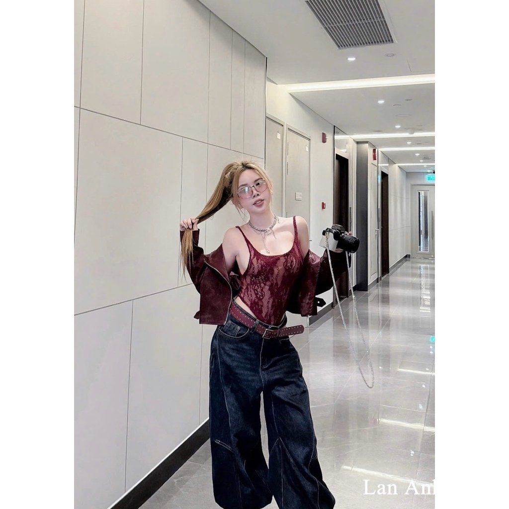 Áo bodysuit ren 2 dây hở lưng sexy đẹp quá đi