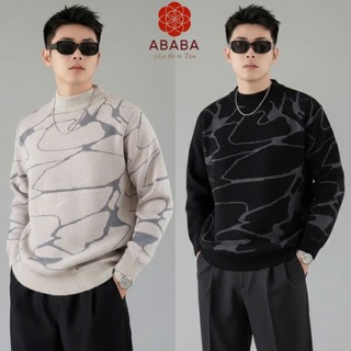 Áo Sweater Nam Len Dệt Họa Tiết Loang cao cấp Form Regular Đẹp Size M L XL XXL ABABA 5p-901van
