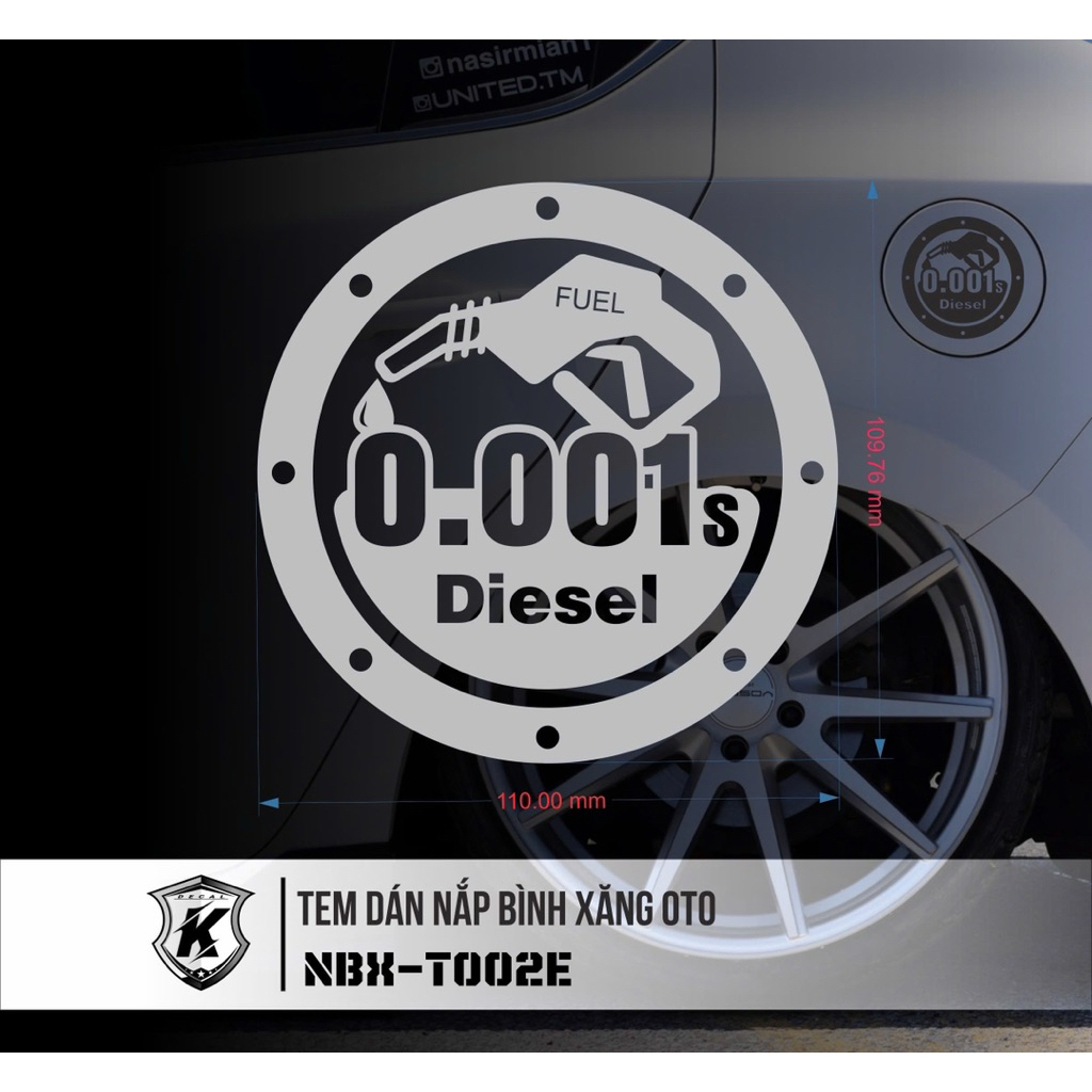 Tem dán nắp xăng ô tô Xăng 95,dầu 0.001 decal cao cấp