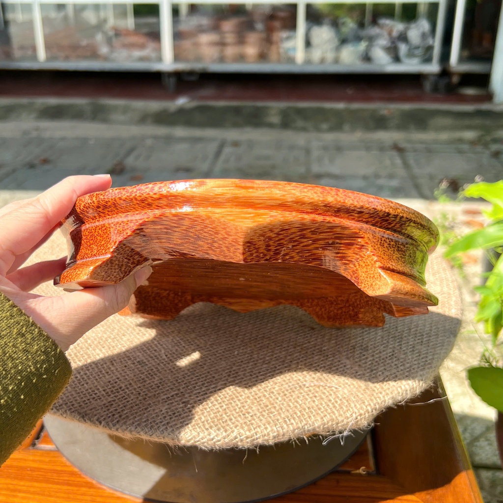 Dĩa Tròn Chân Gỗ Dừa Nguyên Khối Dùng Bánh Trái, Snack, Bánh Mứt, Trưng Bày Món Ăn, Decor Quán Cà Phê Gỗ Tự Nhiên Loại 1