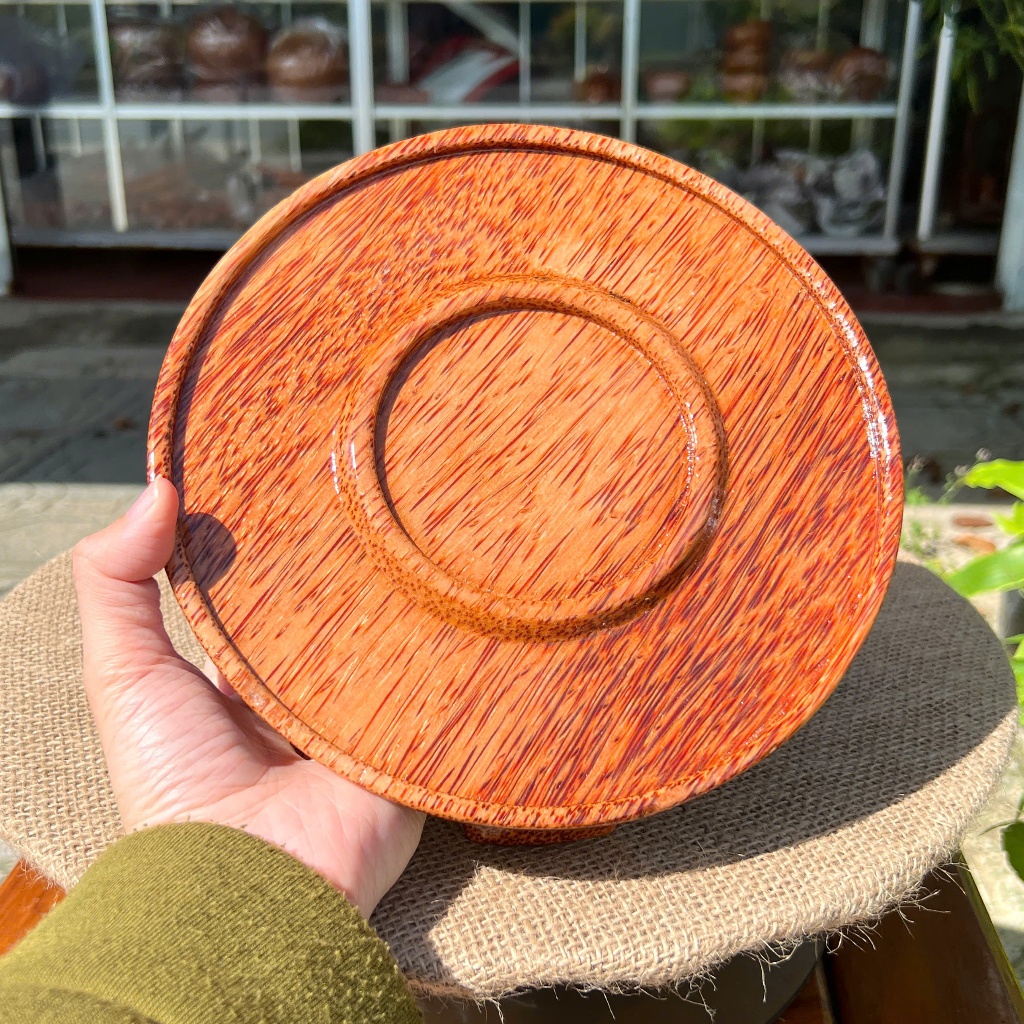 Dĩa Tròn Chân Gỗ Dừa Nguyên Khối Dùng Bánh Trái, Snack, Bánh Mứt, Trưng Bày Món Ăn, Decor Quán Cà Phê Gỗ Tự Nhiên Loại 1