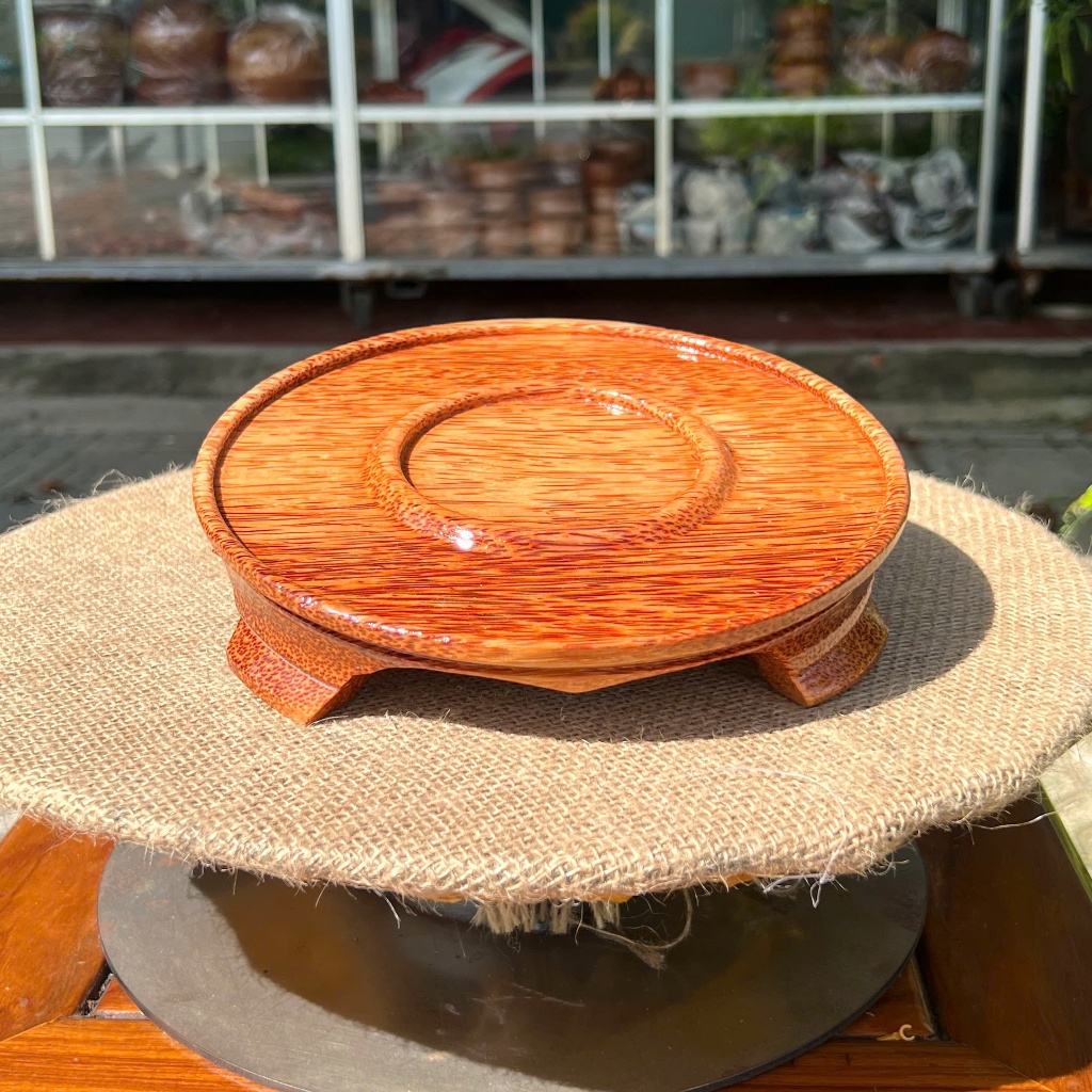 Dĩa Tròn Chân Gỗ Dừa Nguyên Khối Dùng Bánh Trái, Snack, Bánh Mứt, Trưng Bày Món Ăn, Decor Quán Cà Phê Gỗ Tự Nhiên Loại 1