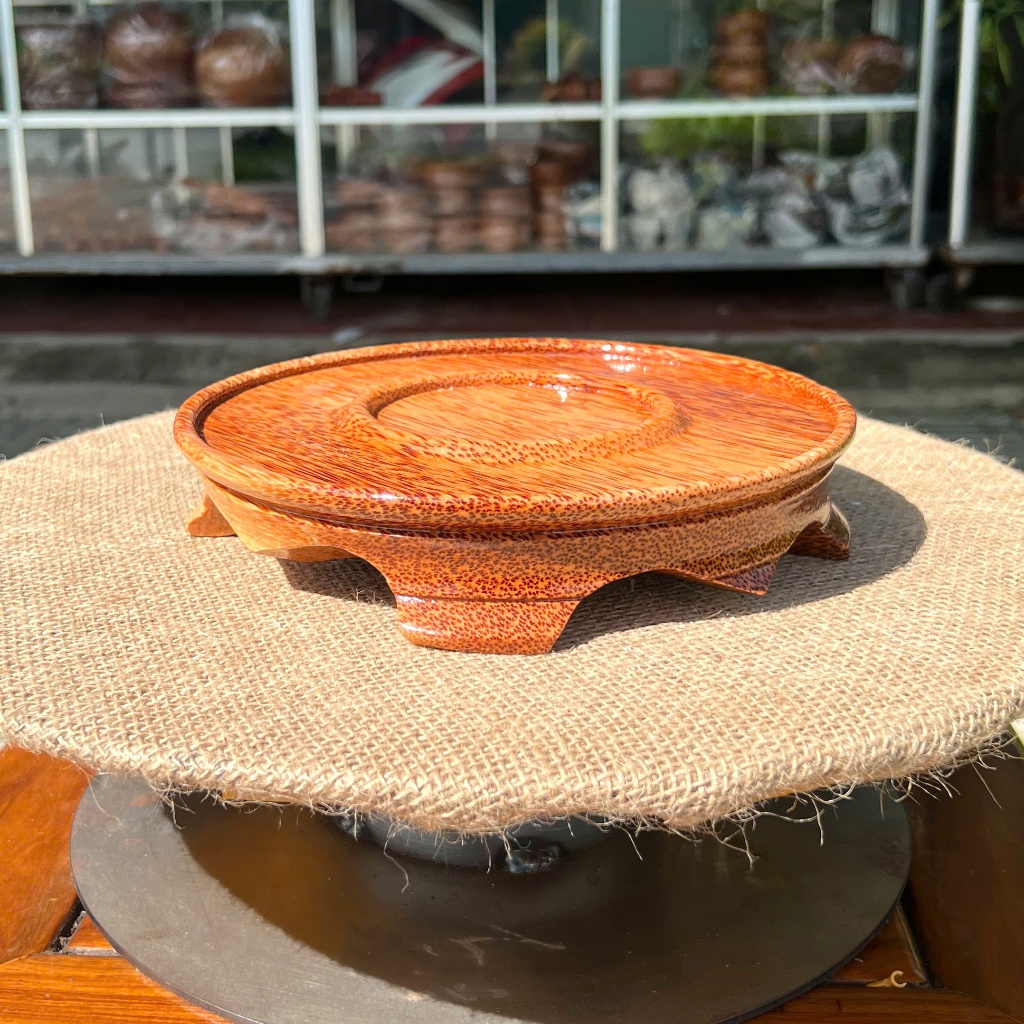 Dĩa Tròn Chân Gỗ Dừa Nguyên Khối Dùng Bánh Trái, Snack, Bánh Mứt, Trưng Bày Món Ăn, Decor Quán Cà Phê Gỗ Tự Nhiên Loại 1