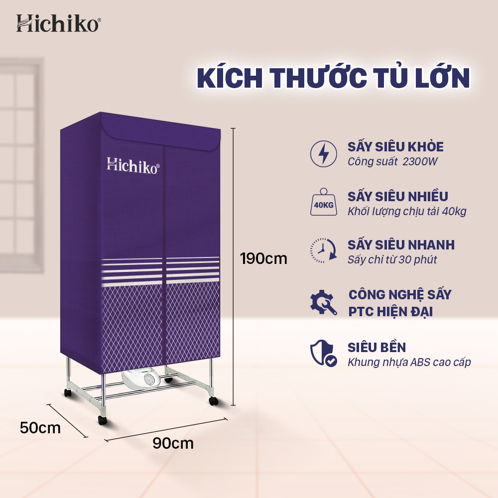 Tủ sấy Quần Áo Máy sấy Quần Áo Hichiko HC-1005 Bảo hành 12 Tháng, Khử mùi hiệu quả