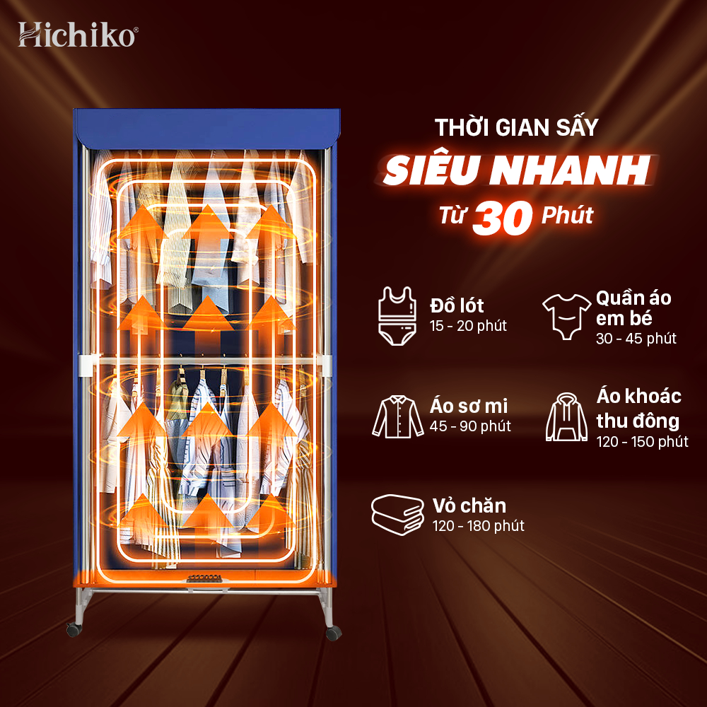 Tủ sấy Quần Áo Máy sấy Quần Áo Hichiko HC-1005 Bảo hành 12 Tháng, Khử mùi hiệu quả